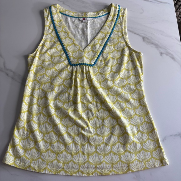 Boden Shell Print Sleeveless Top cotton size S green - Picture 2 of 9